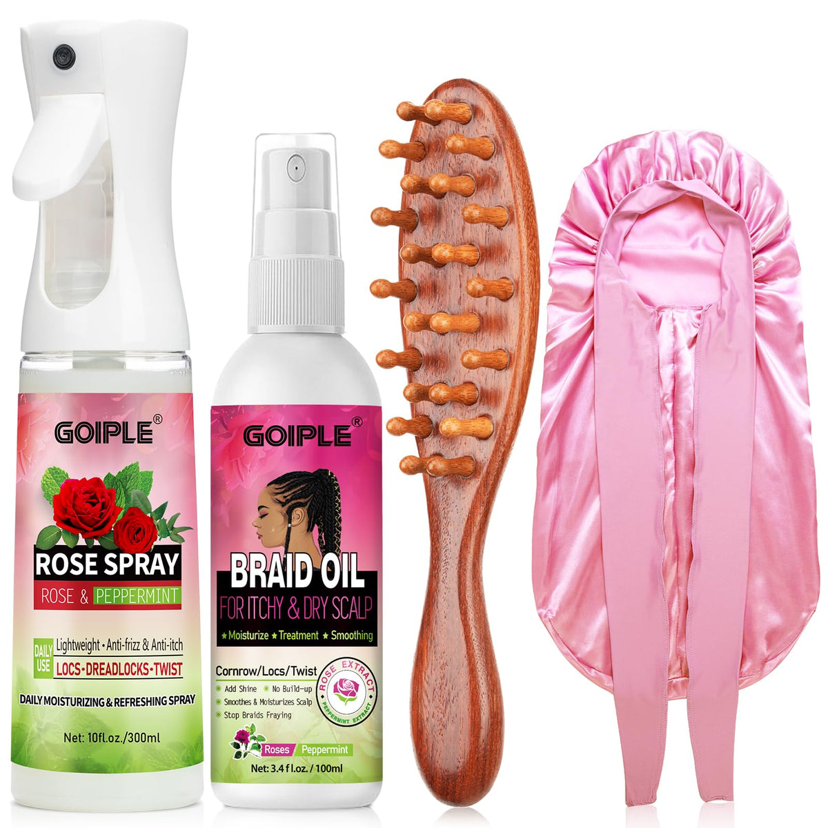 Goiple rose water spray bottle front view showing hydration benefit