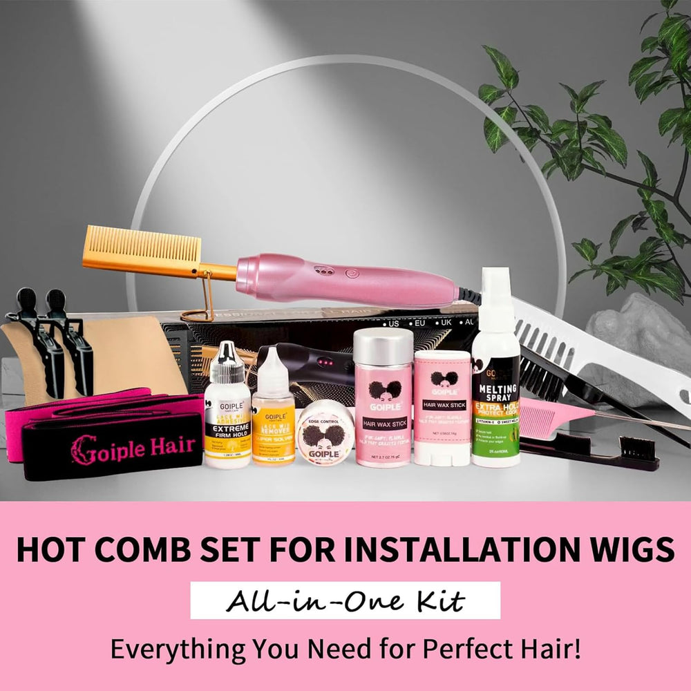 Goiple hot comb held in hand for size comparison and easy ergonomic handling