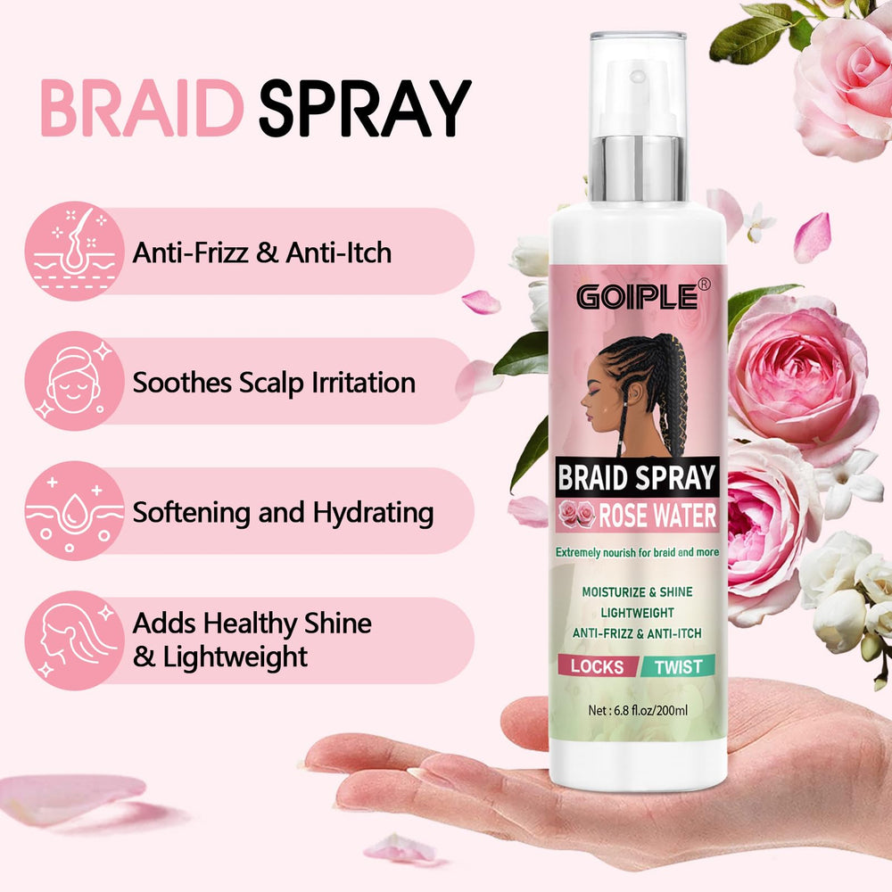 Goiple close-up mist droplets on hair texture demonstrating even coverage and lightweight feel