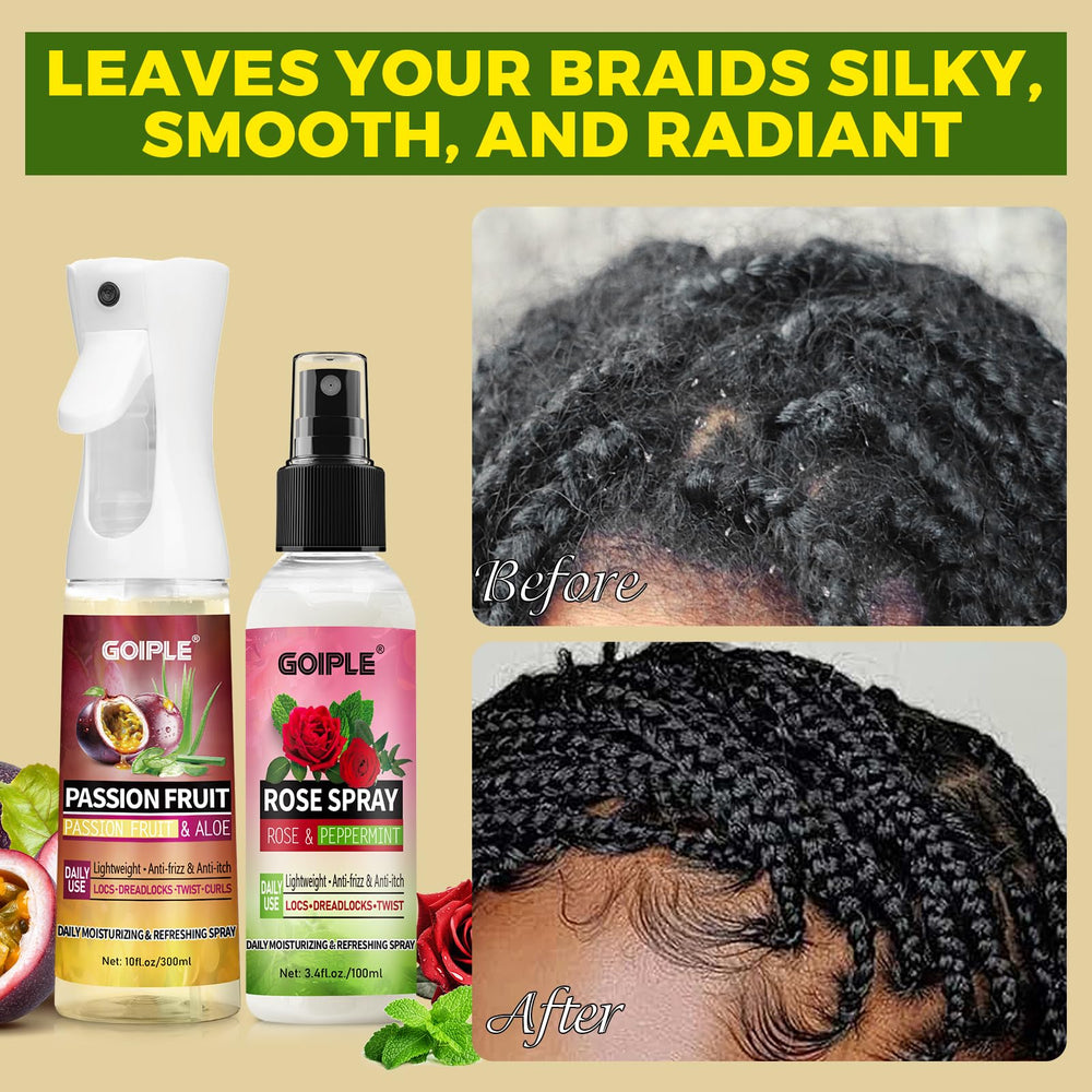 Close-up of loc texture after Goiple duo showing reduced frizz