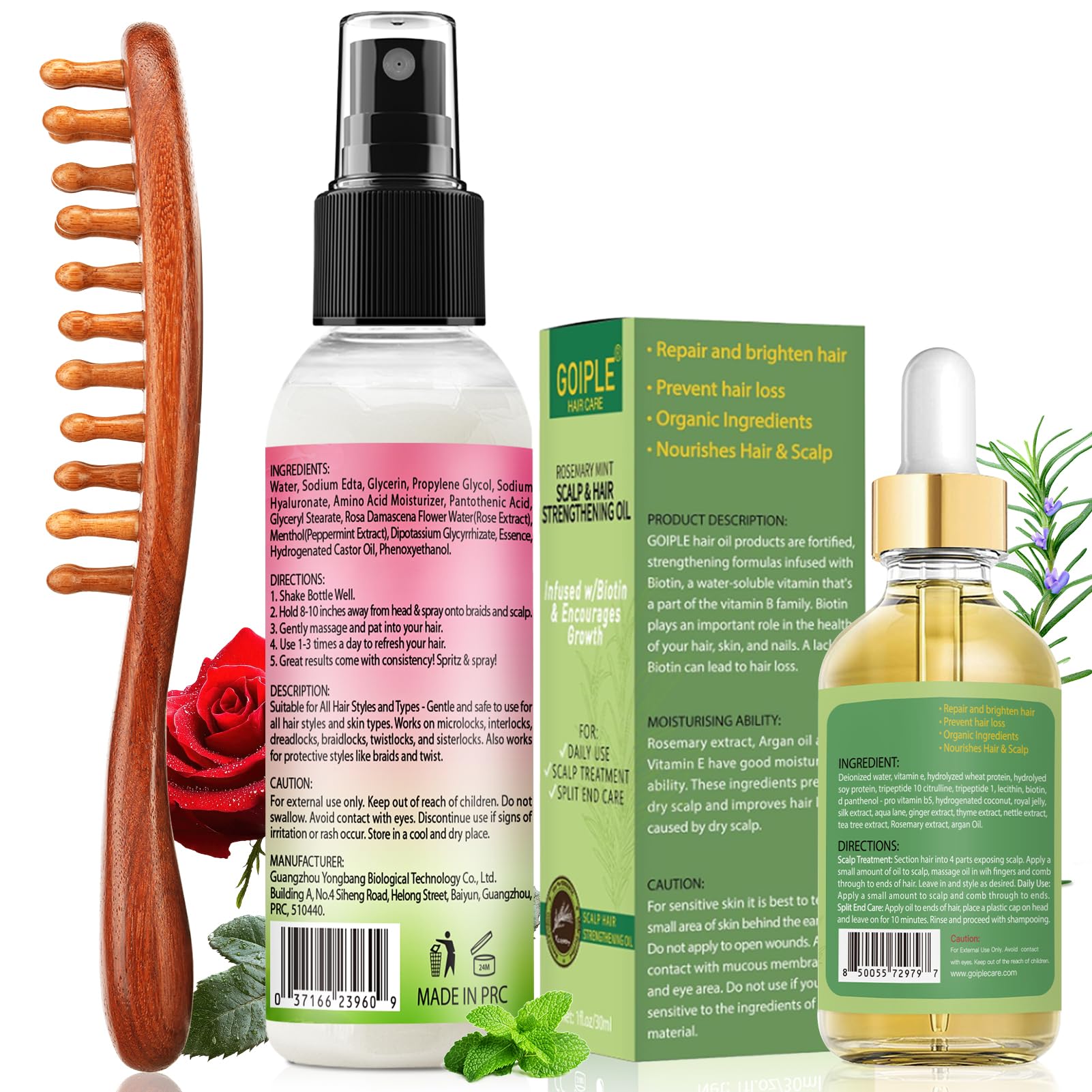 Goiple rosewater texture on locs showing shine and frizz control