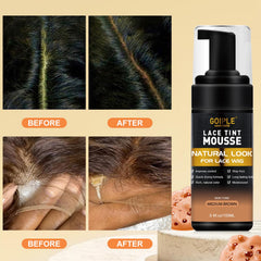 Goiple melting spray being applied to lace creating invisible hold