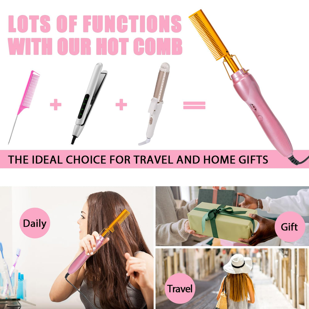 Goiple wide-tooth comb and brush detail for detangling and prepping hair before heat