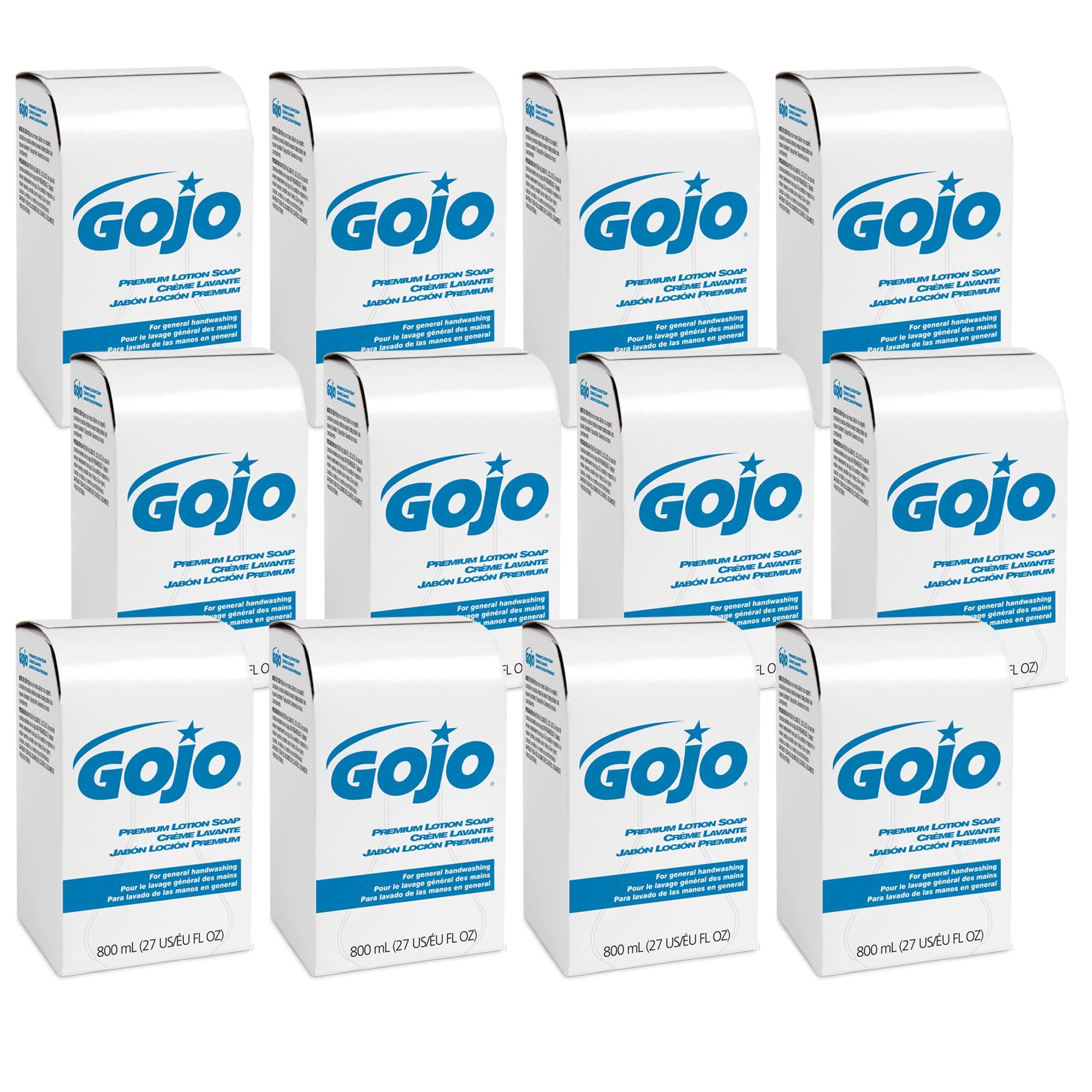 GOJO front packaging showing 800 mL bag refill and branding for easy identification