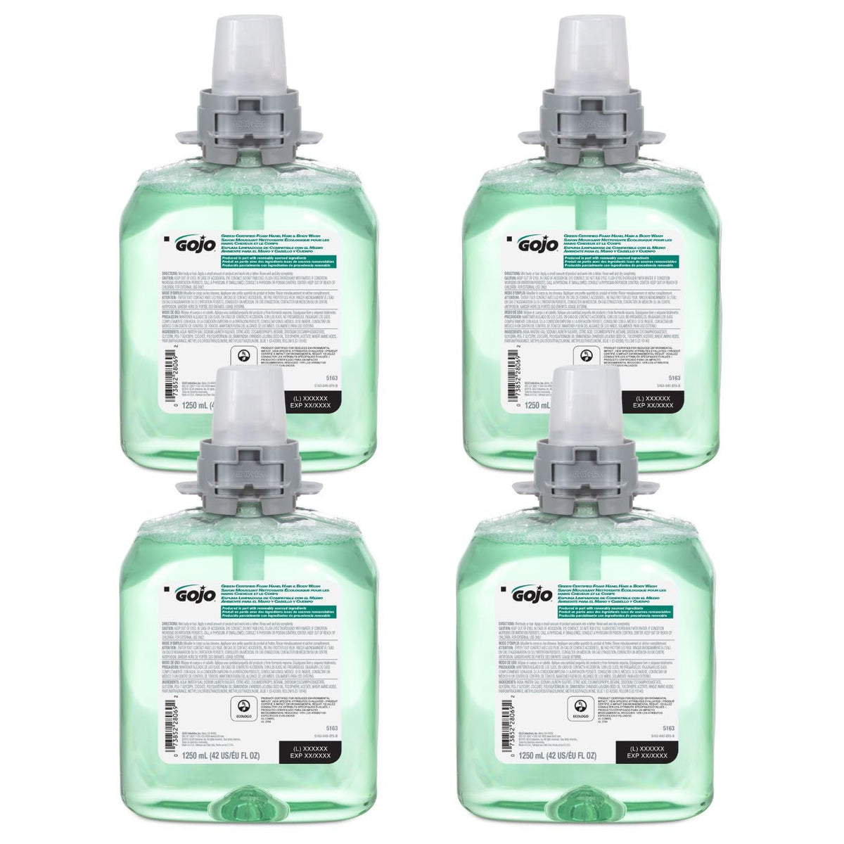 GOJO front packaging showing branding and size, highlights long-lasting refill