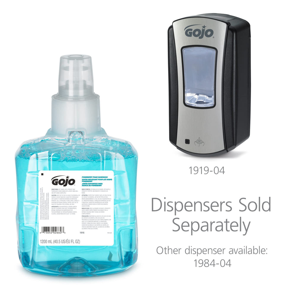 GOJO pomeberry foam texture on hand demonstrating quick lather and gentle feel