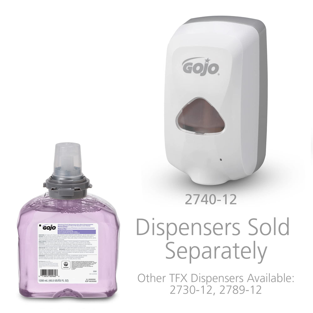 GOJO TFX cranberry foam texture on hand illustrating gentle lather and quick rinse benefits