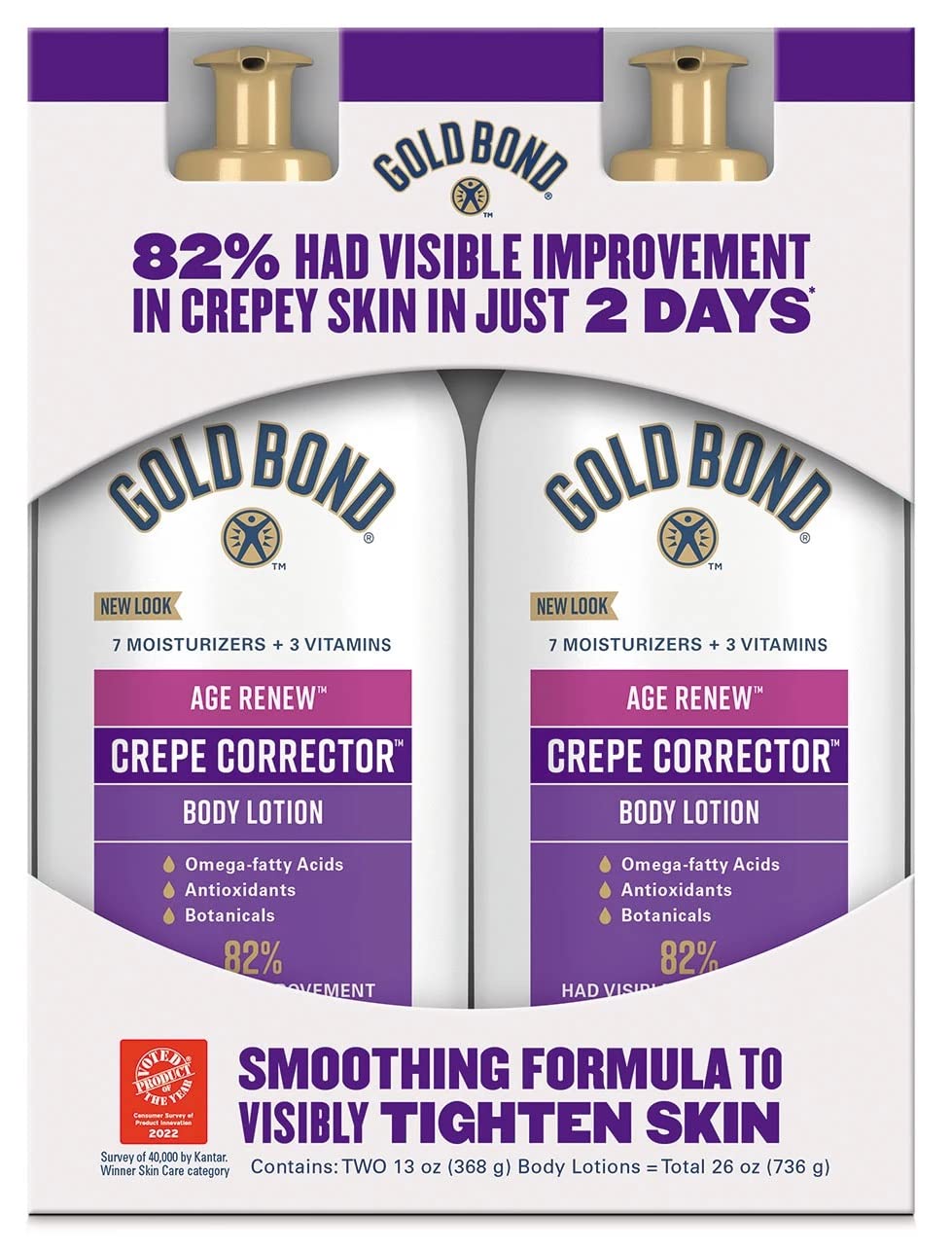 Gold Bond front packaging showing two 13 oz bottles and product name for clear identification and convenience