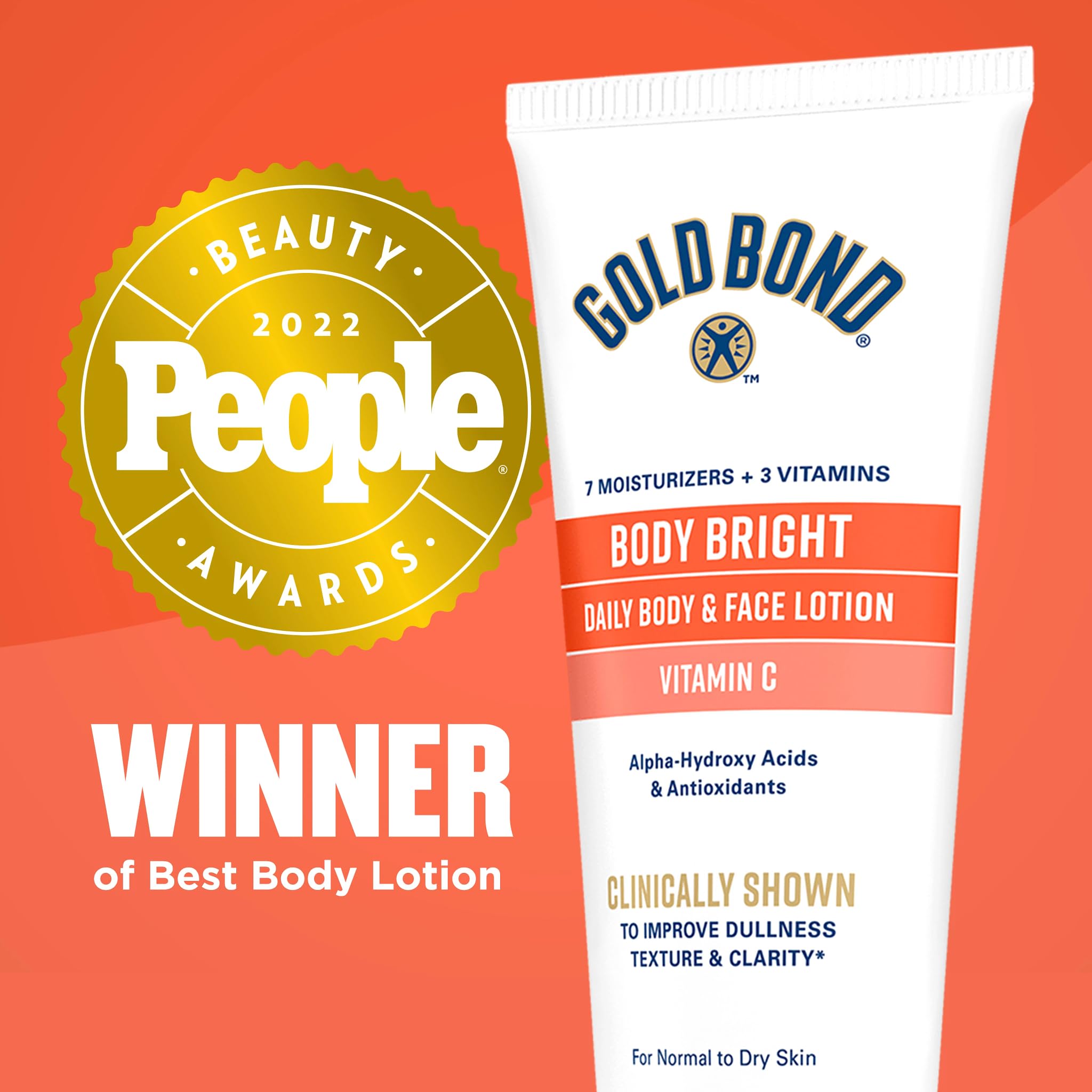 Gold Bond lotion on bathroom shelf in lifestyle setting for daily routine