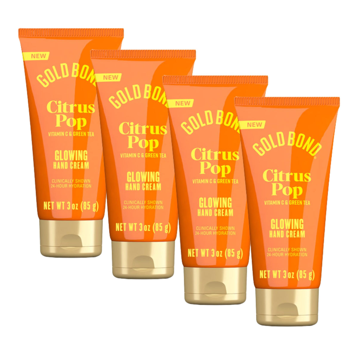 Gold Bond front packaging showing four Citrus Pop travel bottles and portable hydration