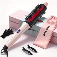 GOLD TIME front packaging showing the heated round brush and benefits