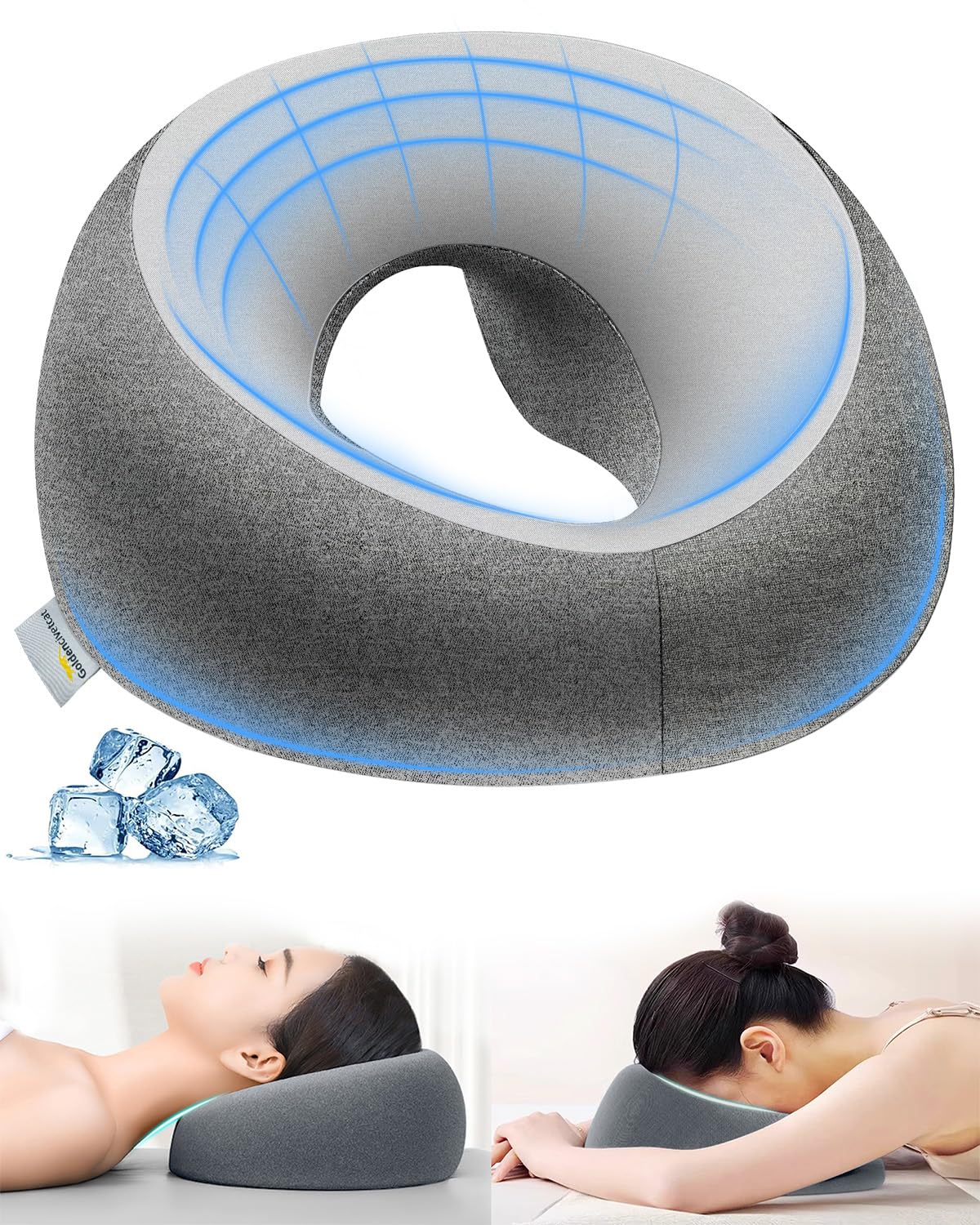 Goldencivetcat front view of headrest showing ergonomic face cradle and stable support