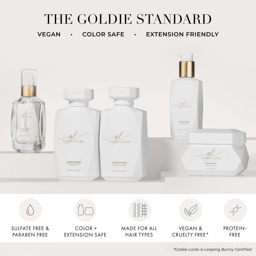 Goldie Locks used on hair extensions showing compatibility and low-residue