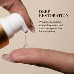 Goldie Locks texture drop on finger demonstrating lightweight, non-greasy serum