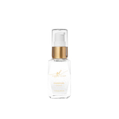 Goldie Locks front bottle showing label and compact travel size, adds shine