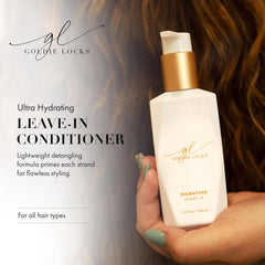Goldie Locks mist on hair texture demonstrating smooth, hydrated strands