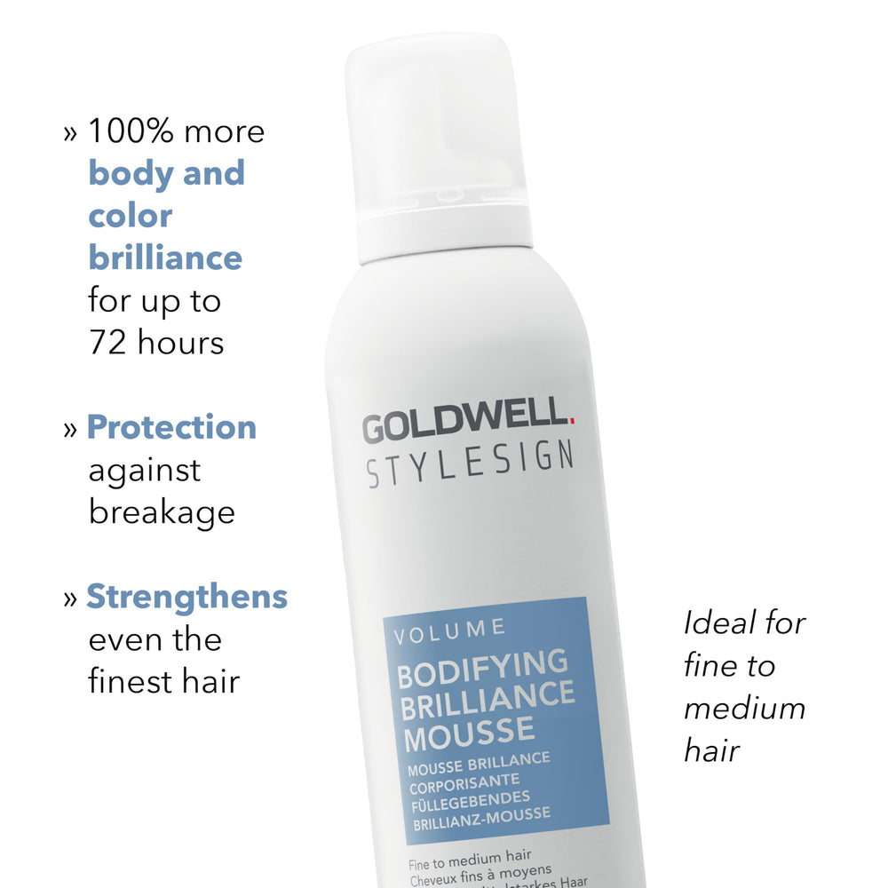 Goldwell styling with a blow-dryer demonstrating heat protection benefit