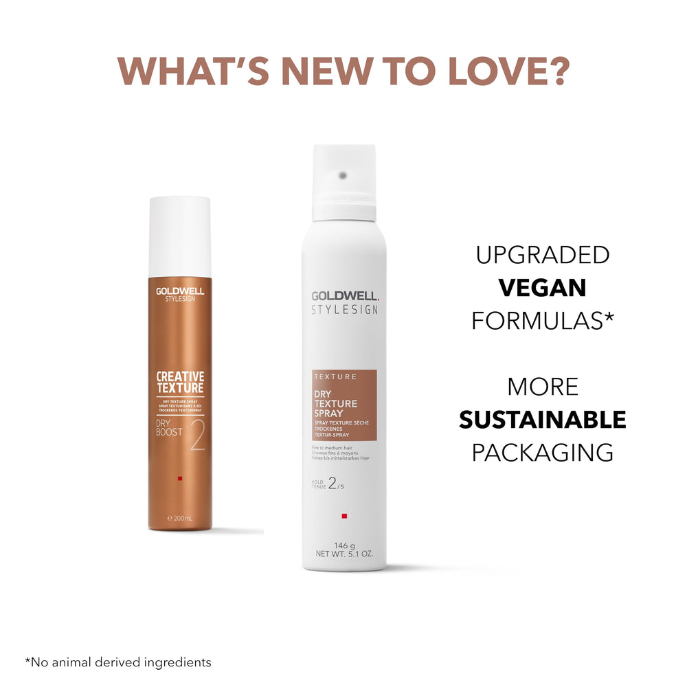 Goldwell spray applied at roots showing instant lift and oil absorption