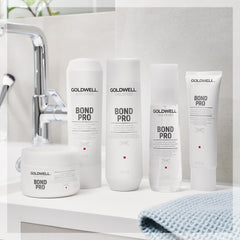 Goldwell applied to damp hair to prep and protect before styling