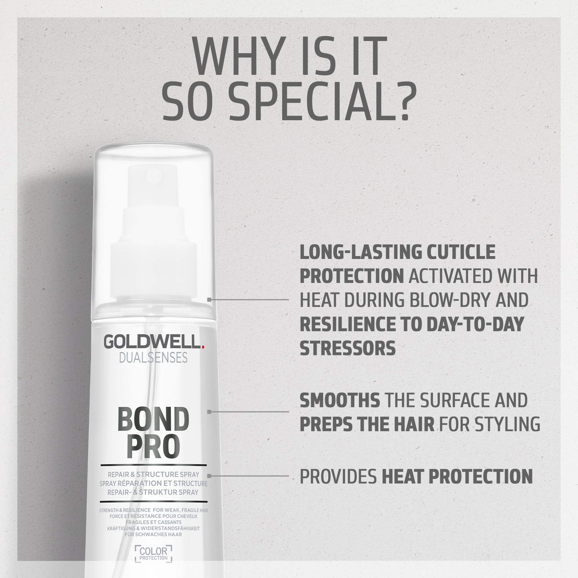 Goldwell spray nozzle close-up demonstrating precise, even mist application