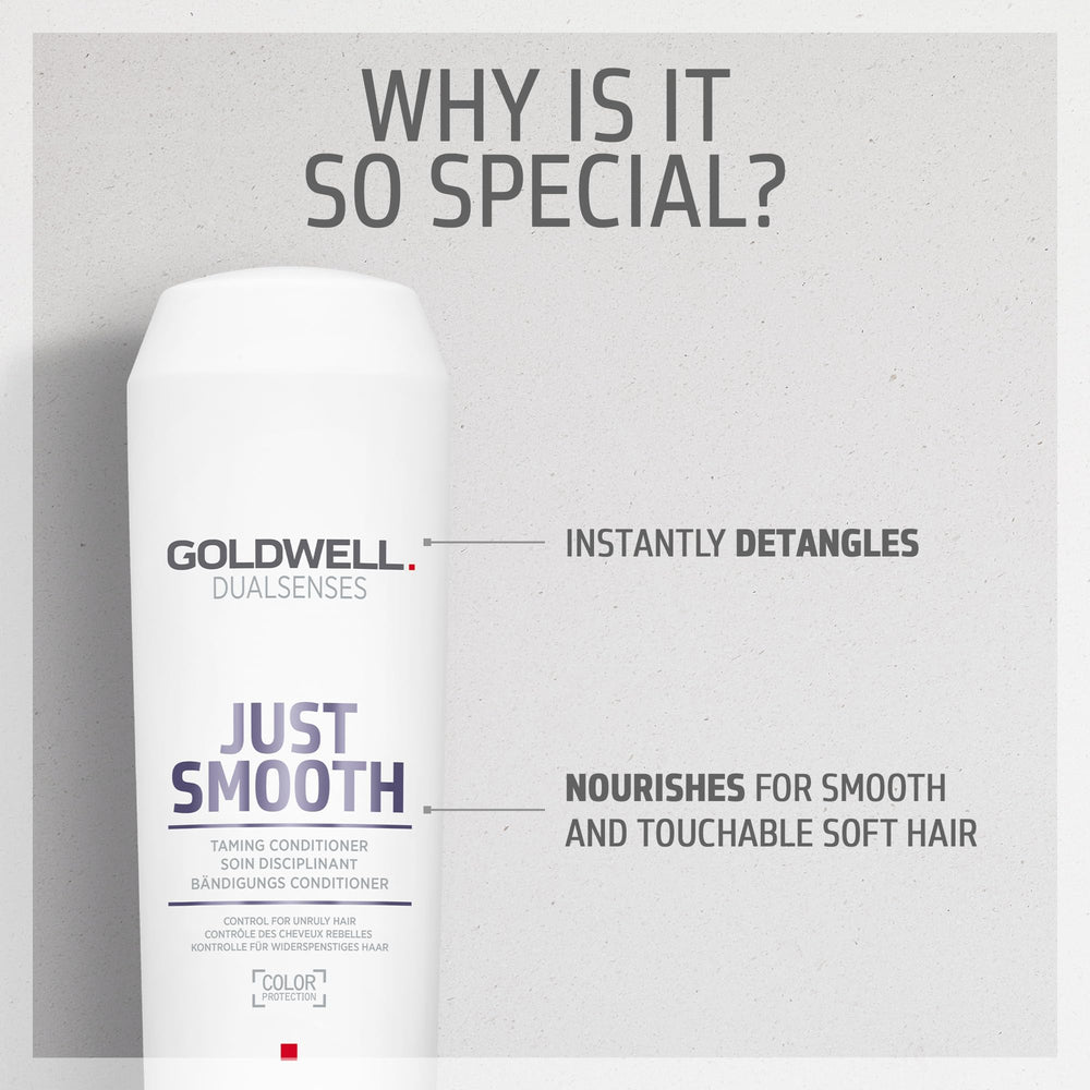 Goldwell 300mL bottle in hand showing scale and travel-friendly benefit