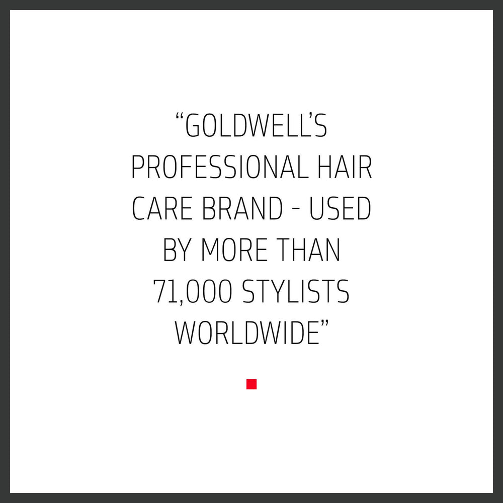 Goldwell bottle in hand showing 300mL scale and travel/home size benefit