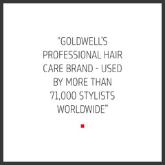 Goldwell bottle in hand showing 300mL scale and travel/home size benefit