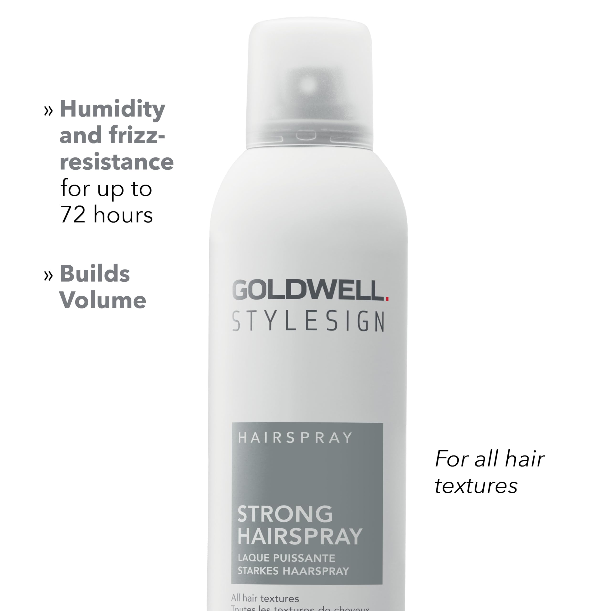 Goldwell hairspray mist in use locking a styled hairdo