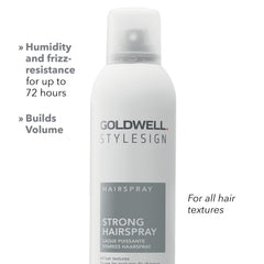 Goldwell hairspray mist in use locking a styled hairdo
