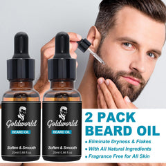 GoldWorld beard wash bottle detail highlighting gentle cleansing formula