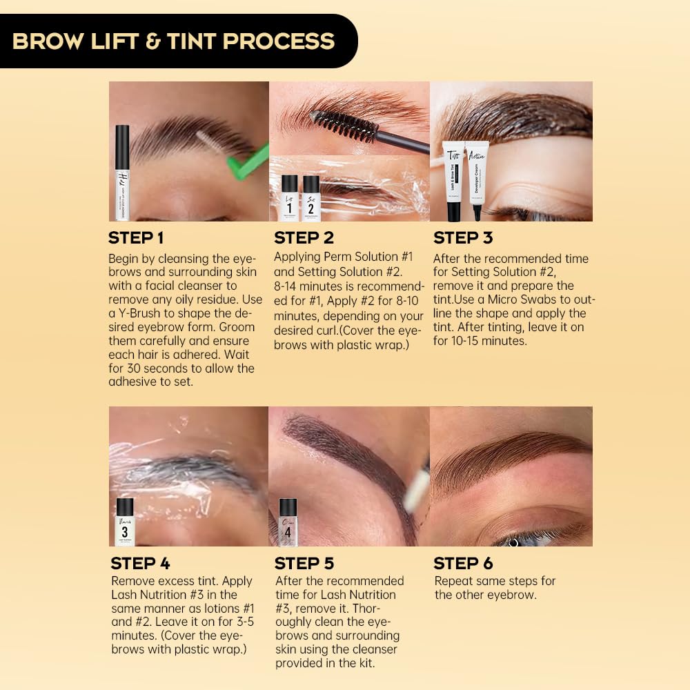 GOLLEE brow lamination in use demonstrating smooth, set eyebrow shape