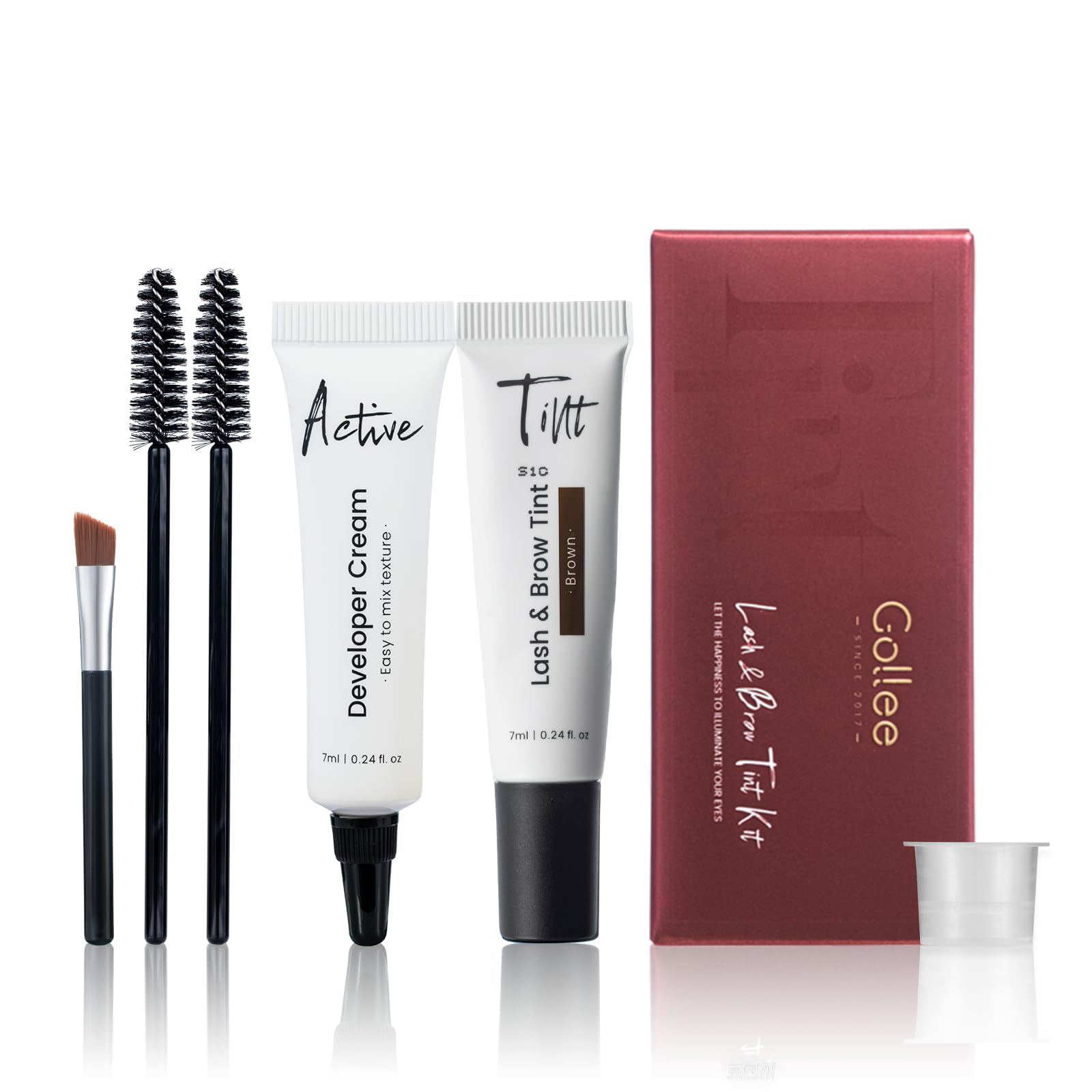 GOLLEE brown kit front packaging showing compact professional set and clear benefits