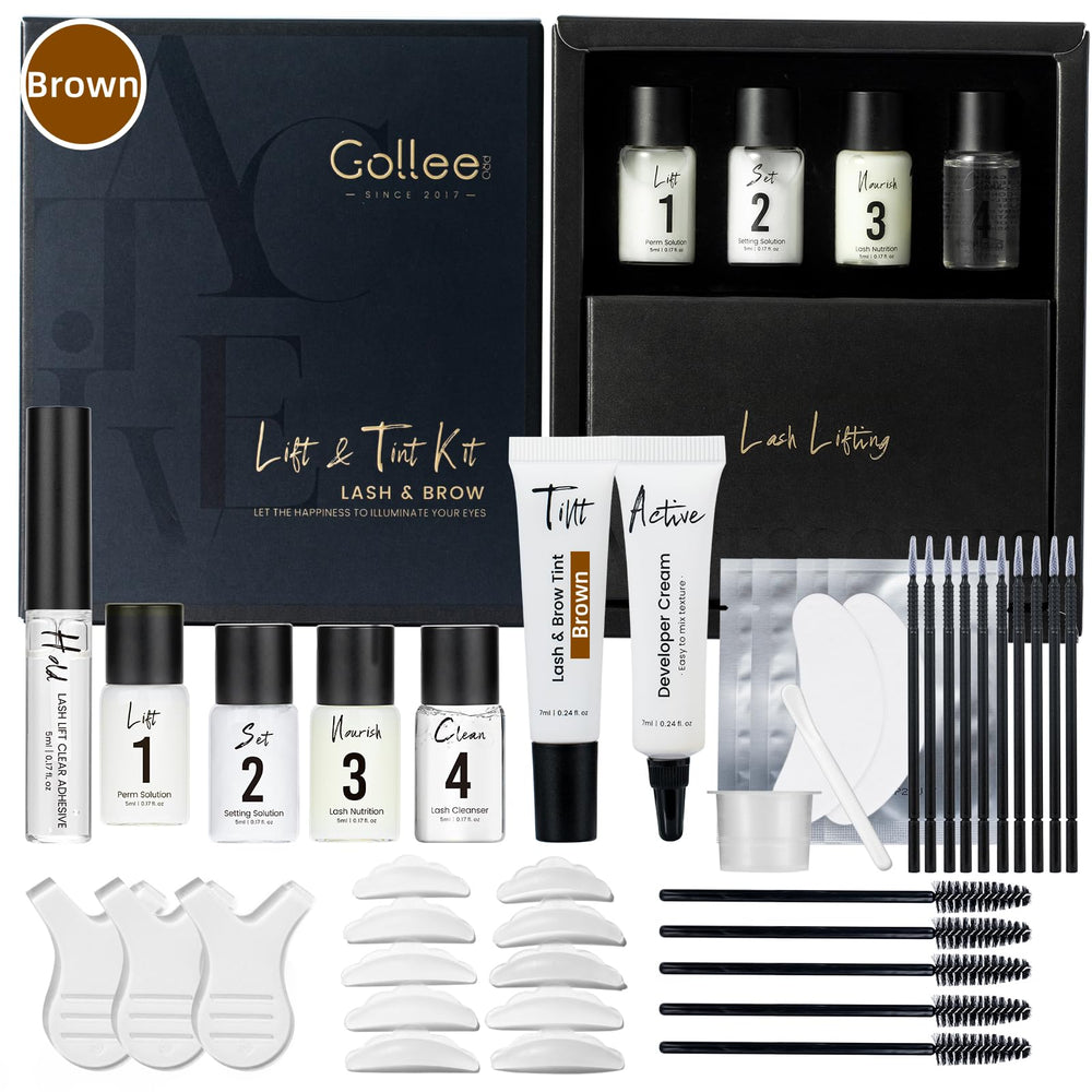 GOLLEE front packaging showing full lash lift and brow kit with clear labeling benefit: easy identification