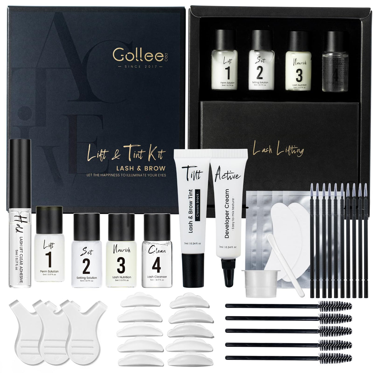 GOLLEE front packaging showing complete lash and brow kit benefits