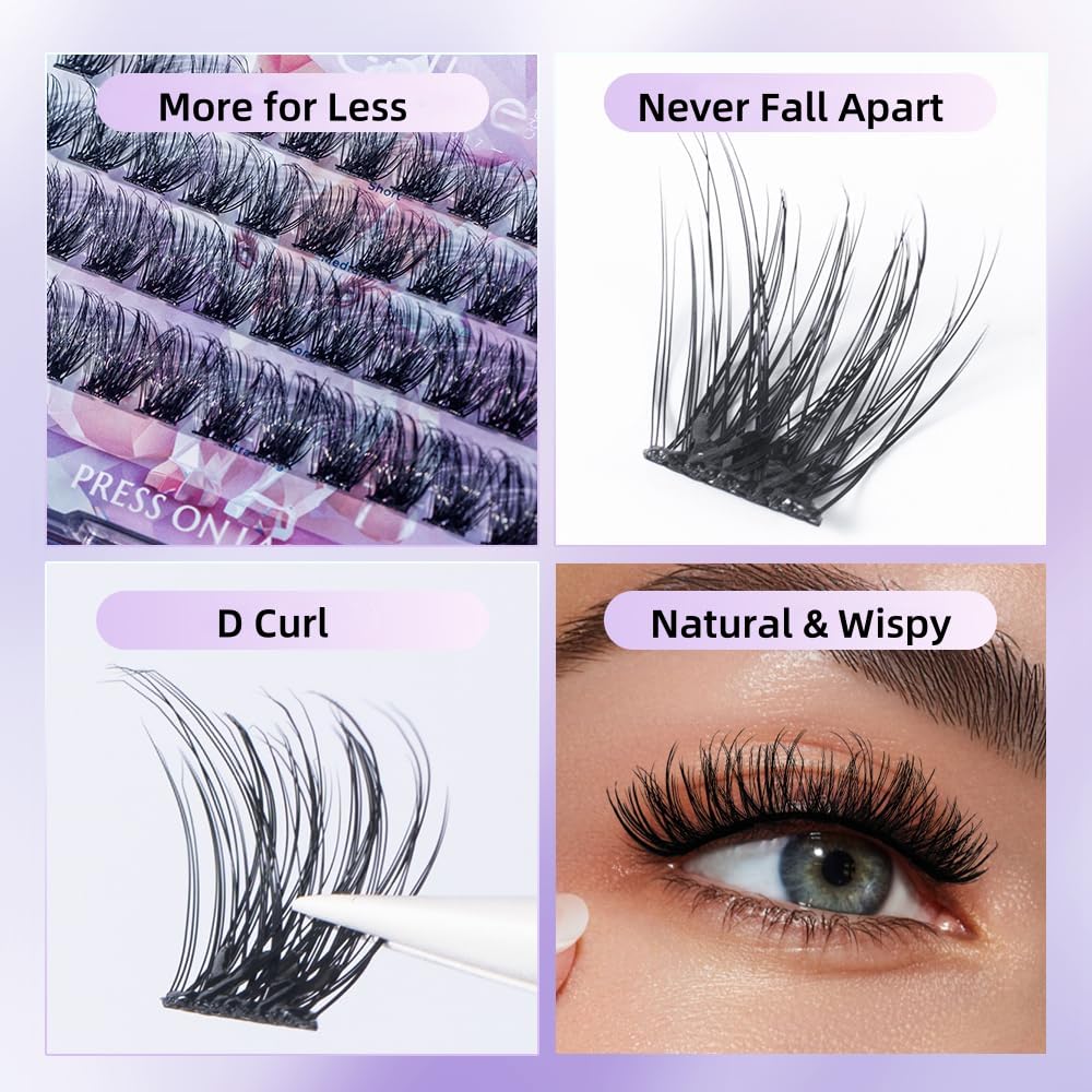 GOLLEE lash cluster being applied quickly for easy everyday use