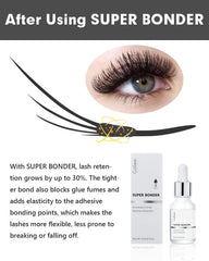 GOLLEEPRO droplet on lash extension close-up showing sealed adhesive bond for longer wear