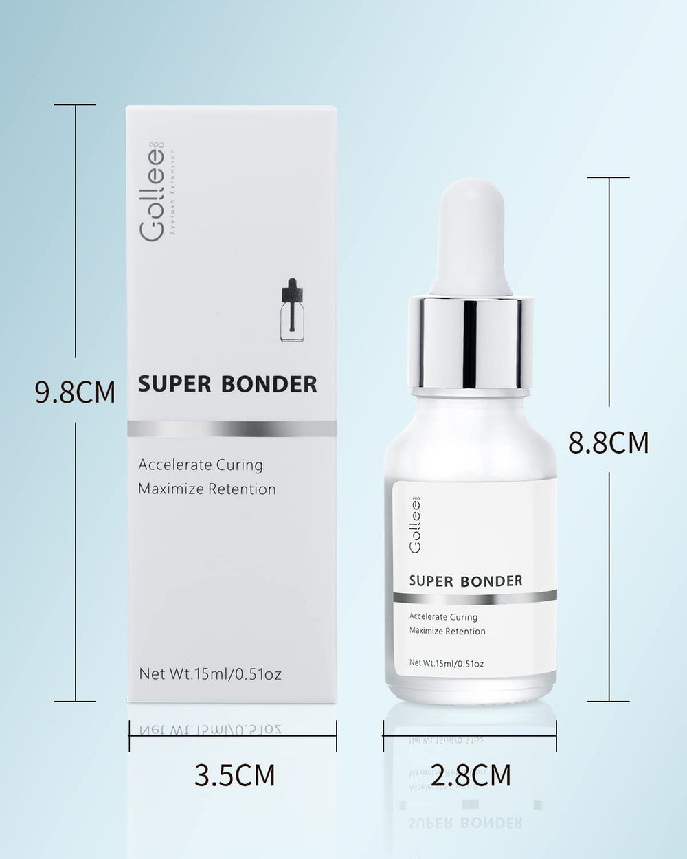 GOLLEEPRO 15ml bottle beside ruler showing compact size and convenient salon storage