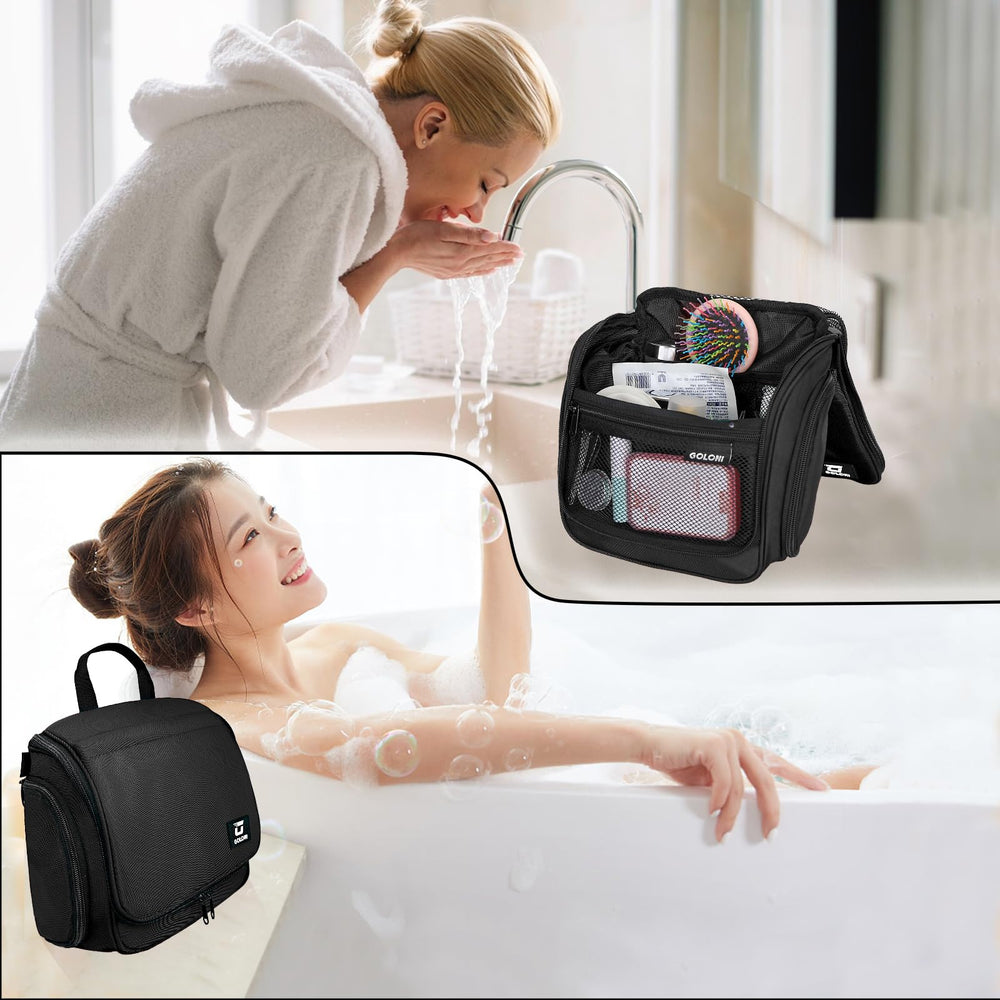 Goloni in bathroom setup demonstrating tidy storage and easy reach