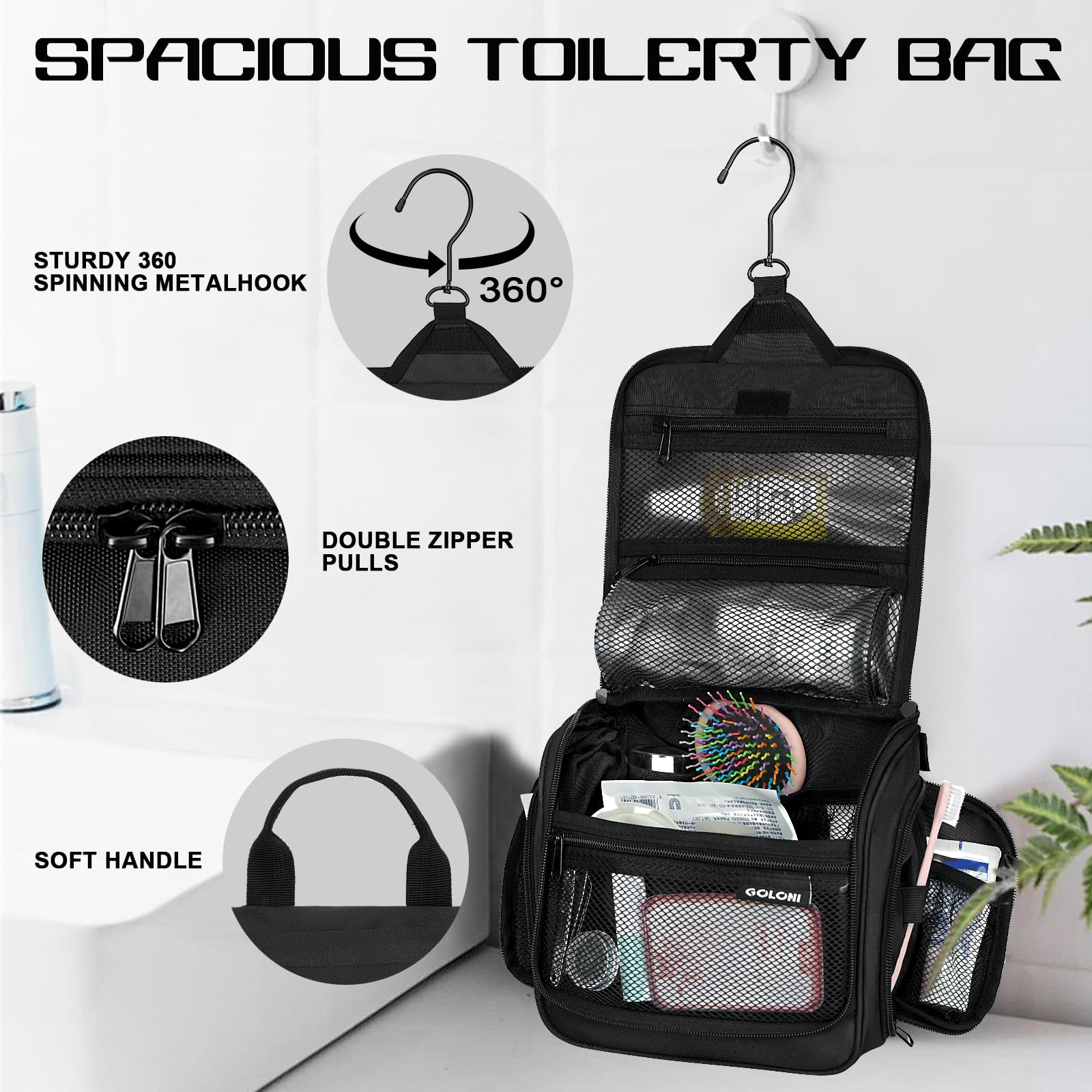 Goloni mesh pocket detail displaying organized visibility of items