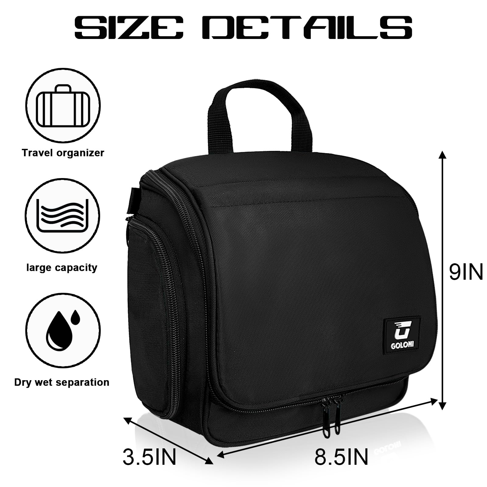 Goloni open and hanging with packed compartments for quick access