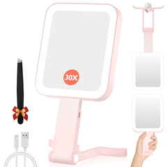 GOMIPURU front folded mirror showing compact rosy exterior and travel-ready design