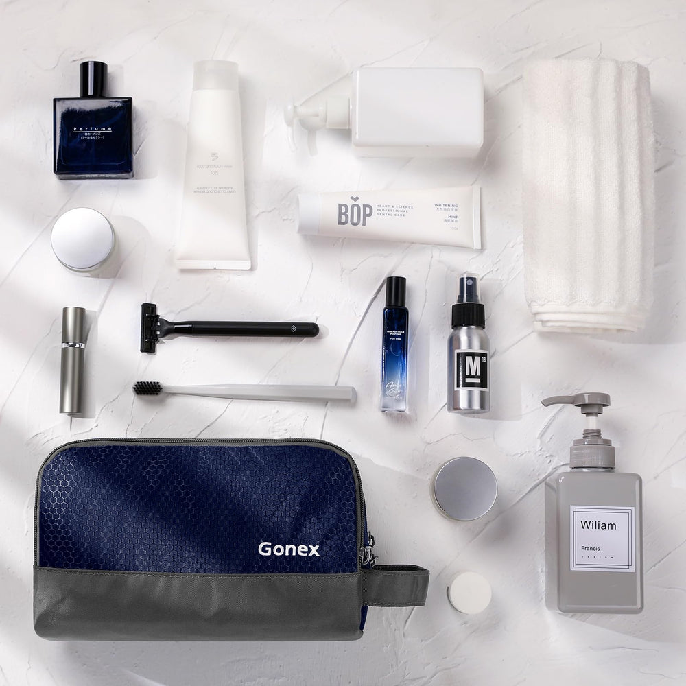 Gonex toiletry bag fabric texture close-up highlighting water-resistant nylon durability