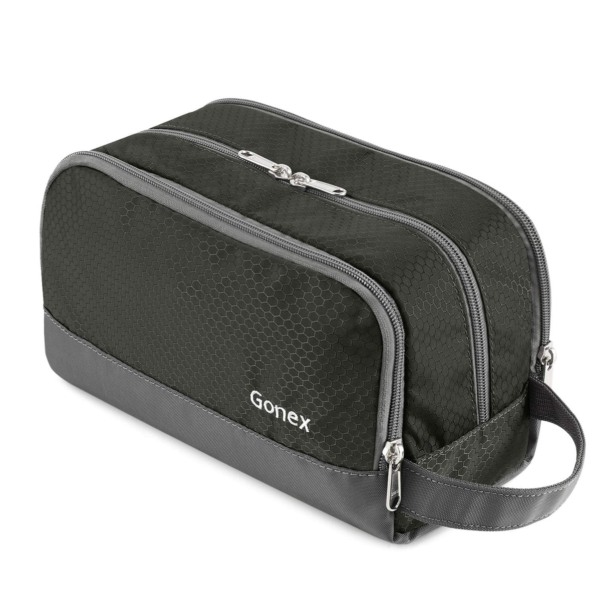 Gonex toiletry bag front view showing compact organized design and easy carry benefit
