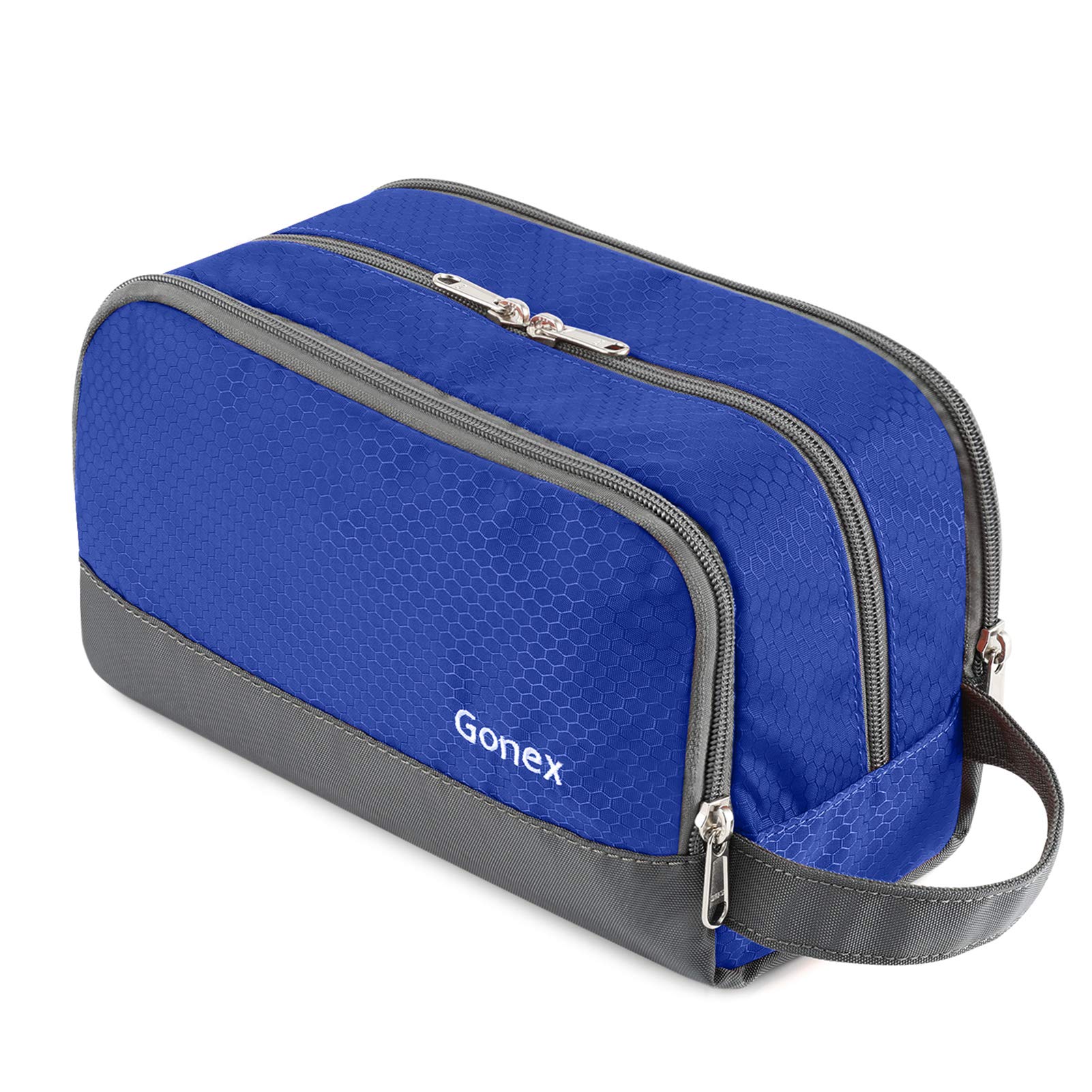Gonex front view showing compact water-resistant dopp kit and neat pockets
