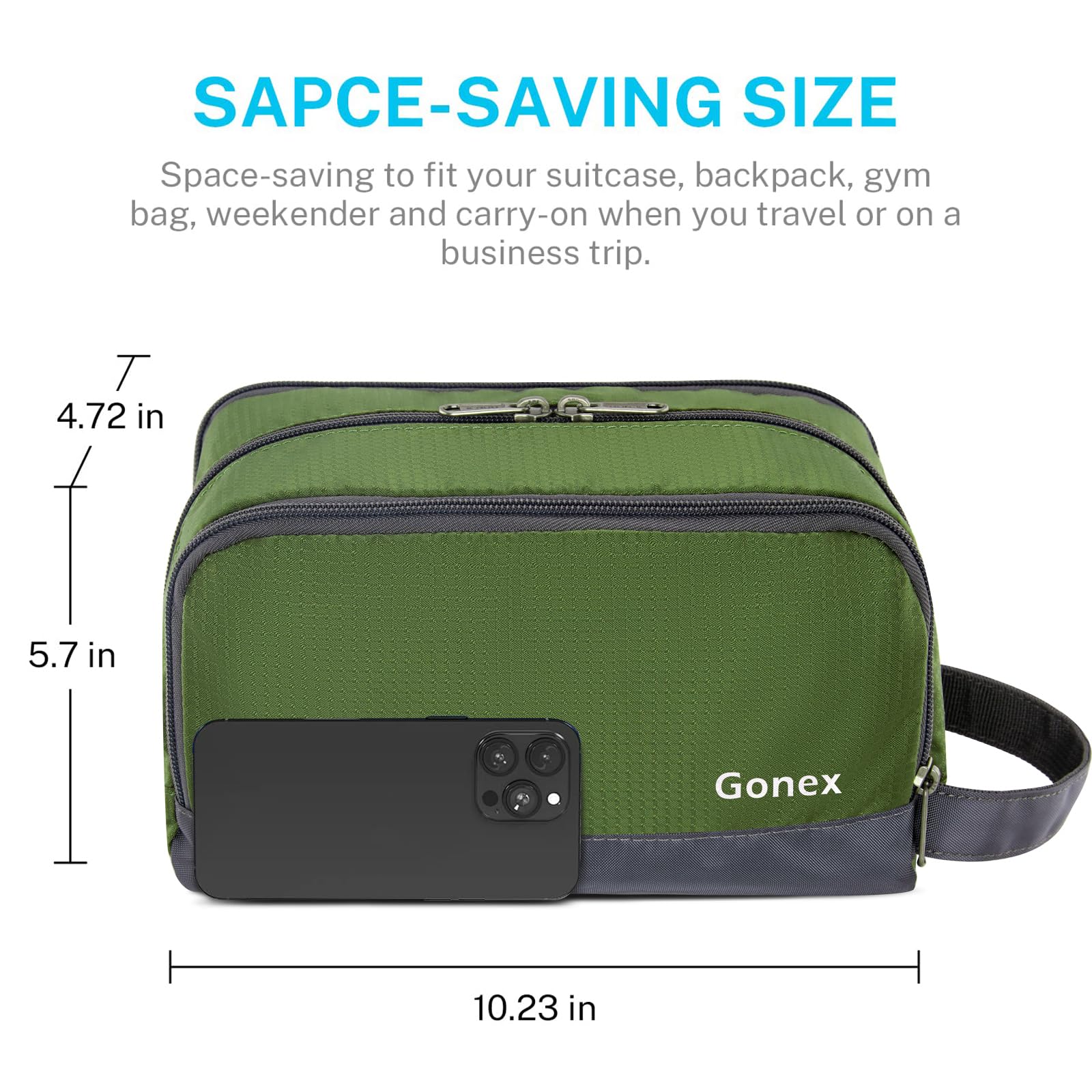 Gonex open main compartment demonstrating organized storage benefit