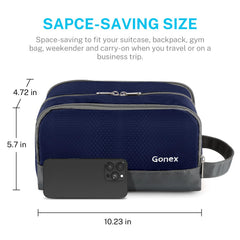 Gonex toiletry bag close-up of SBS zipper and zinc alloy pull for durable use