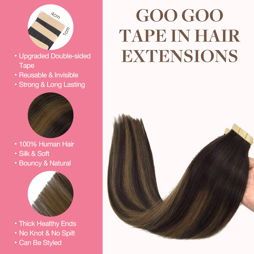 GOO GOO close-up of 20" weft tips highlighting silky texture