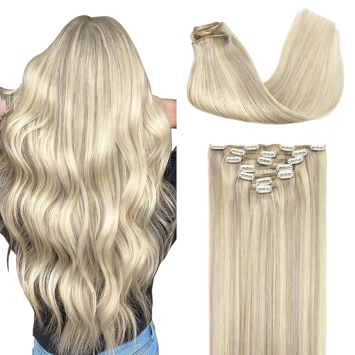 GOO GOO front packaging shows 18-inch ash blonde highlights and benefits
