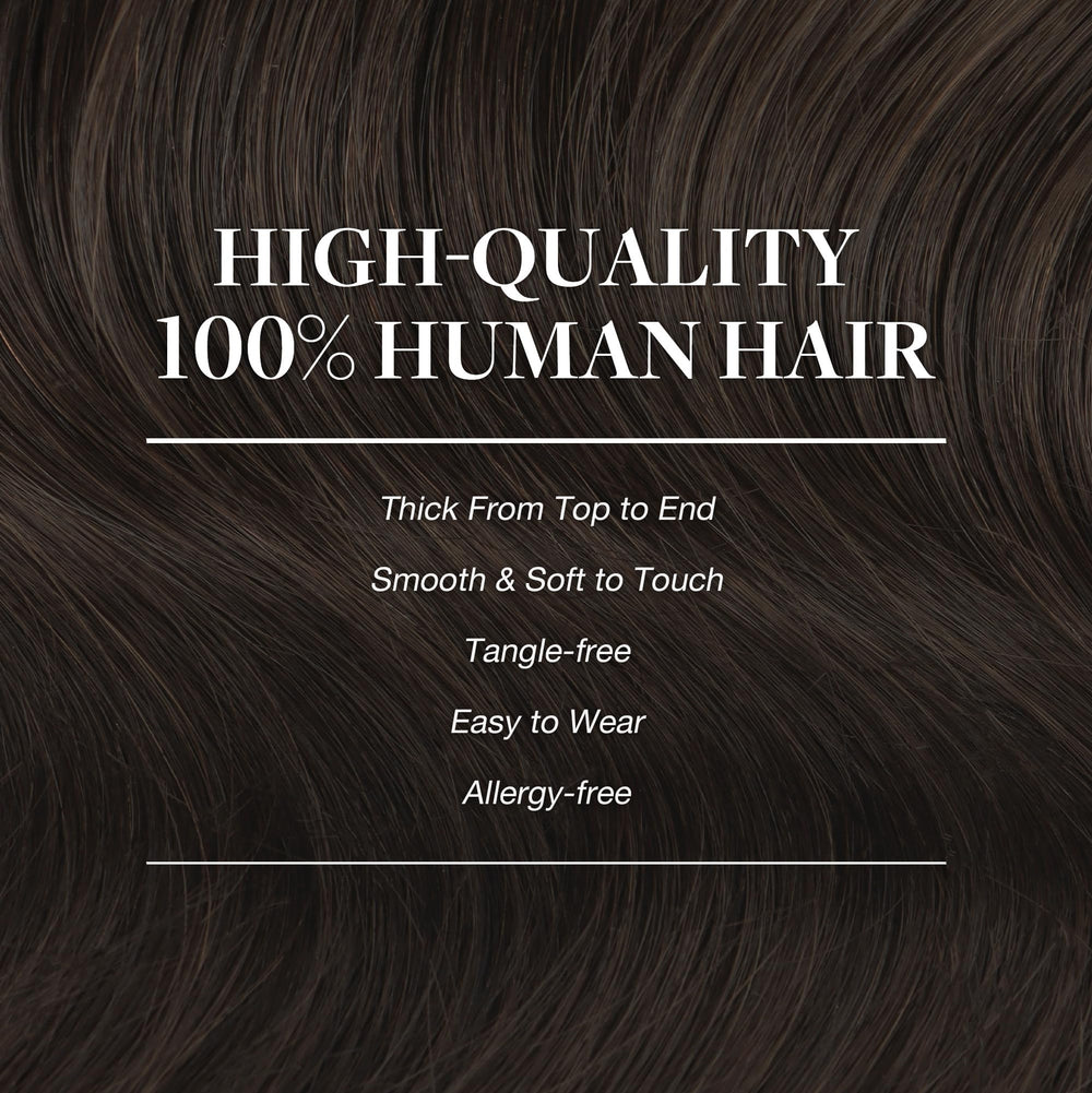 GOO GOO model wearing 18-inch extensions illustrating added length and volume