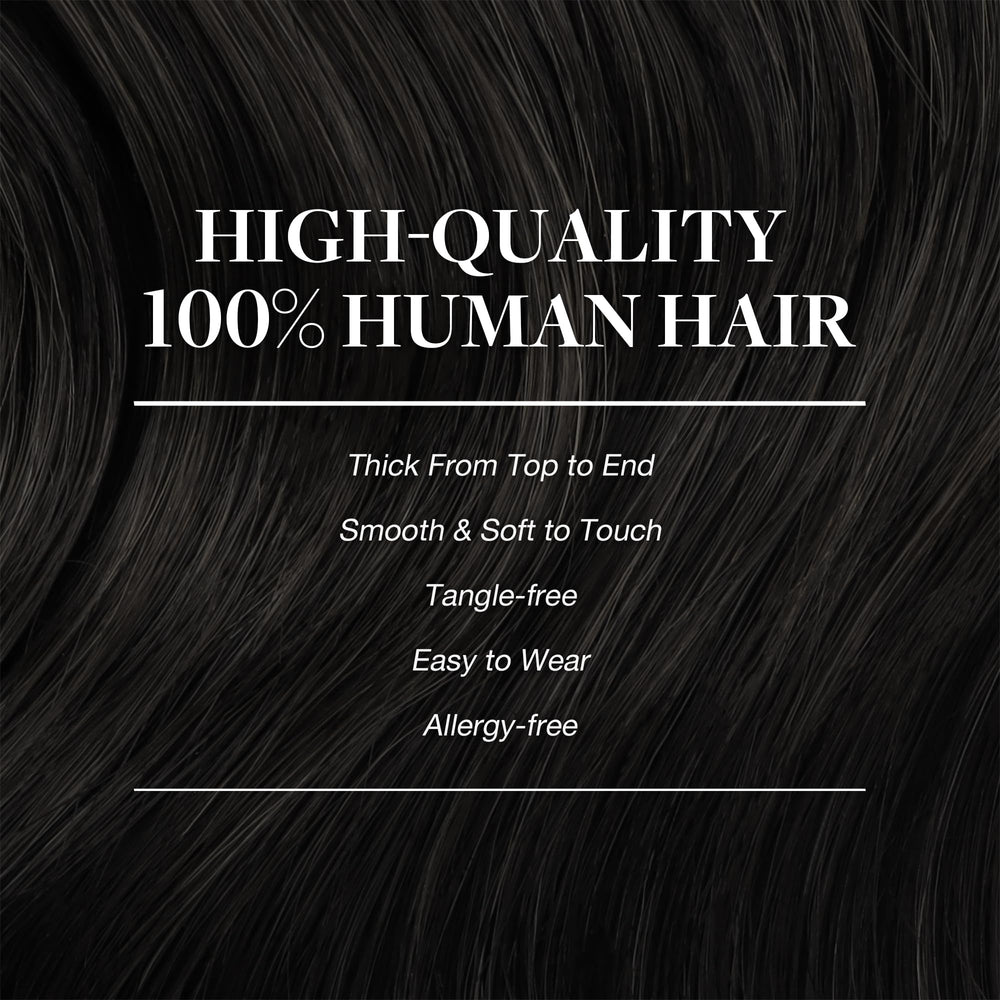 GOO GOO model half-up style demonstrating seamless blending and easy styling